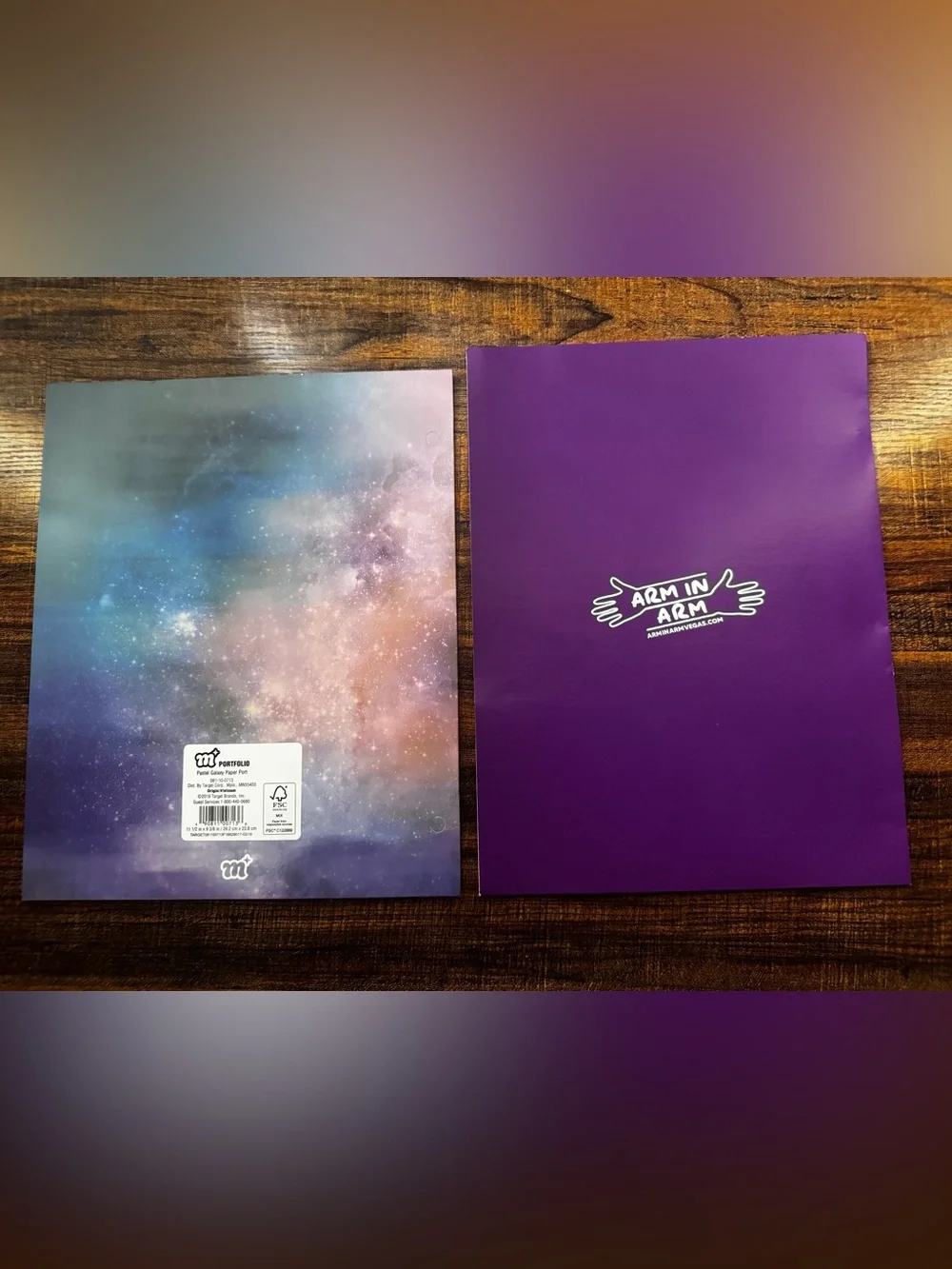 Set of 2 Paper 2-Pocket Folders Target Galaxy Sparkle & Arm in Arm Vegas New
